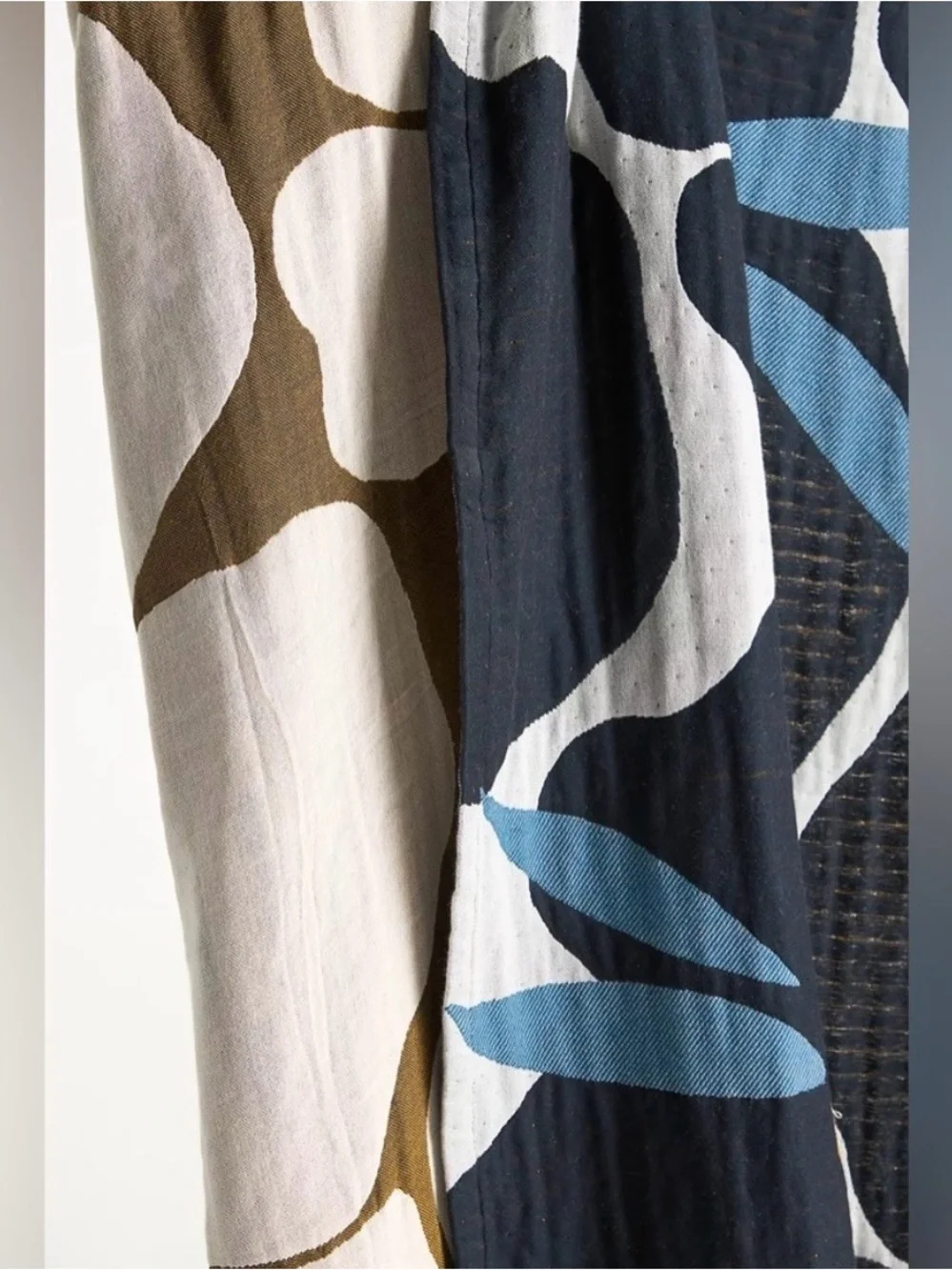 Anthropologie Collab McKenzie Parrott Reversible 100% Cotton Throw Blanket 50X70
